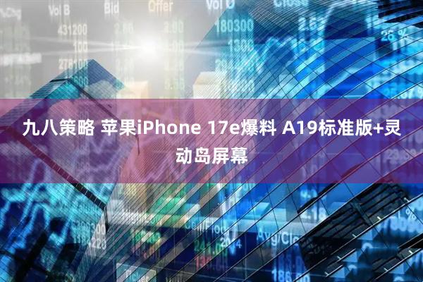 九八策略 苹果iPhone 17e爆料 A19标准版+灵动岛屏幕