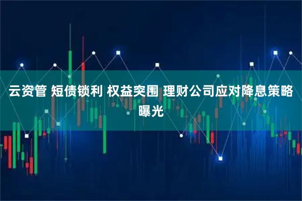 云资管 短债锁利 权益突围 理财公司应对降息策略曝光